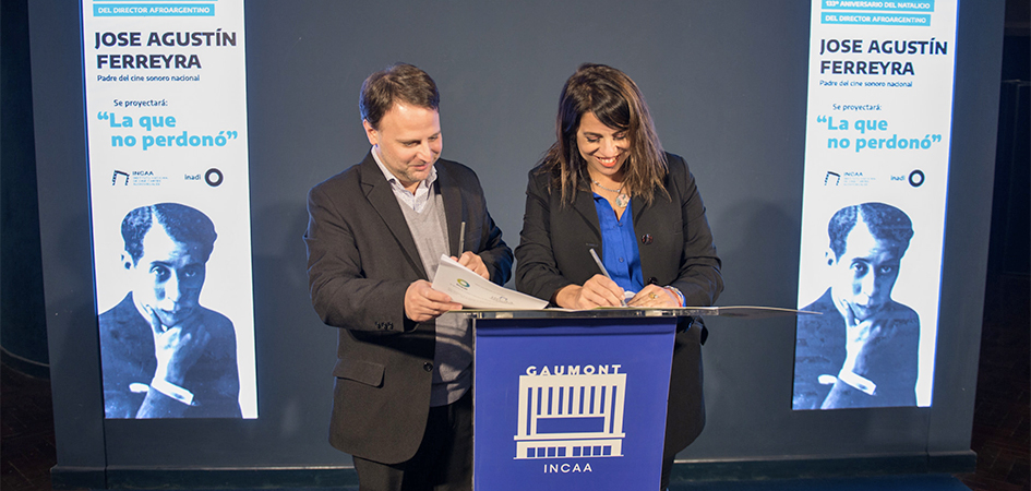 Nicolás Batlle y Victoria Donda firman convenio entre el INCAA y el INADI